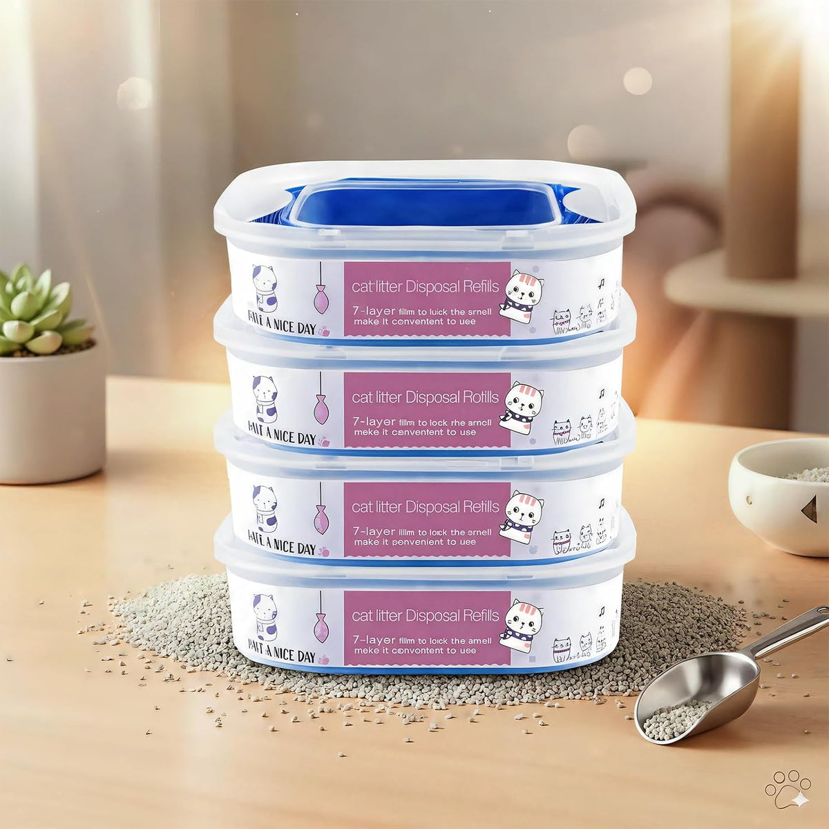 4 Pack 28FT Cat Litter Refill Cartridge - 1 Count (Pack of 4)