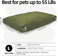 Sytopia 36-Inch Canvas Outdoor Dog Bed, Waterproof & Washable with Removable Cover, Ideal for Medium & Large Dogs, Chew-Proof Great for Indoor, Outdoor, Crate, or Patio Use (Green)