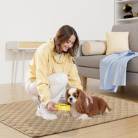 Smiry Waterproof Dog Bed Cover - Camel/Beige / Plaid / 82x82 Inch - image 3