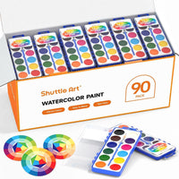 Shuttle Art 30 Pack Watercolor Paint Set Bulk - 12 Colors 90 Pack