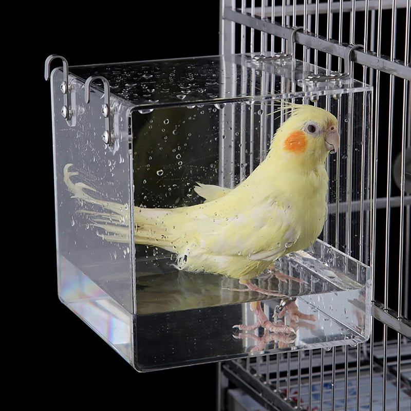 Hanging Bird Bath Cage, Cleaning Pet Supplies Cockatiel Bird Bathtub – Essentials for Birds - 5.1"L x 5.1"W x 4.3"H