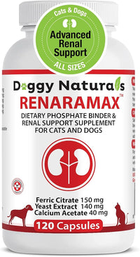 RENARAMAX Dietary Phosphate Binder and Renal Support Supplement for Cats and Dogs 120 Count (Made in U.S.A)
