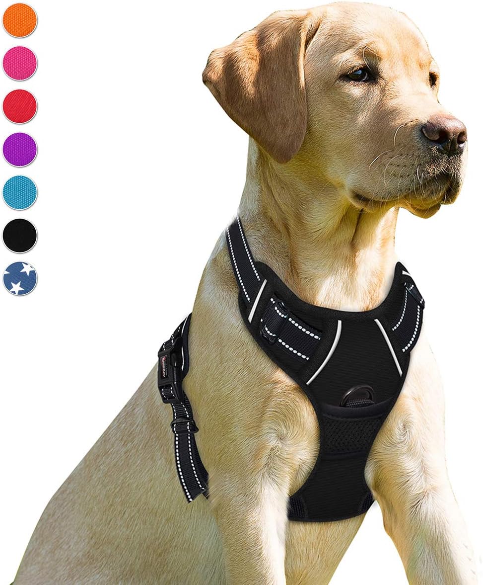BARKBAY Dog Harness No Pull for Large Dogs Front Back Clips - Large(Chest:24.5-32.5") / Black