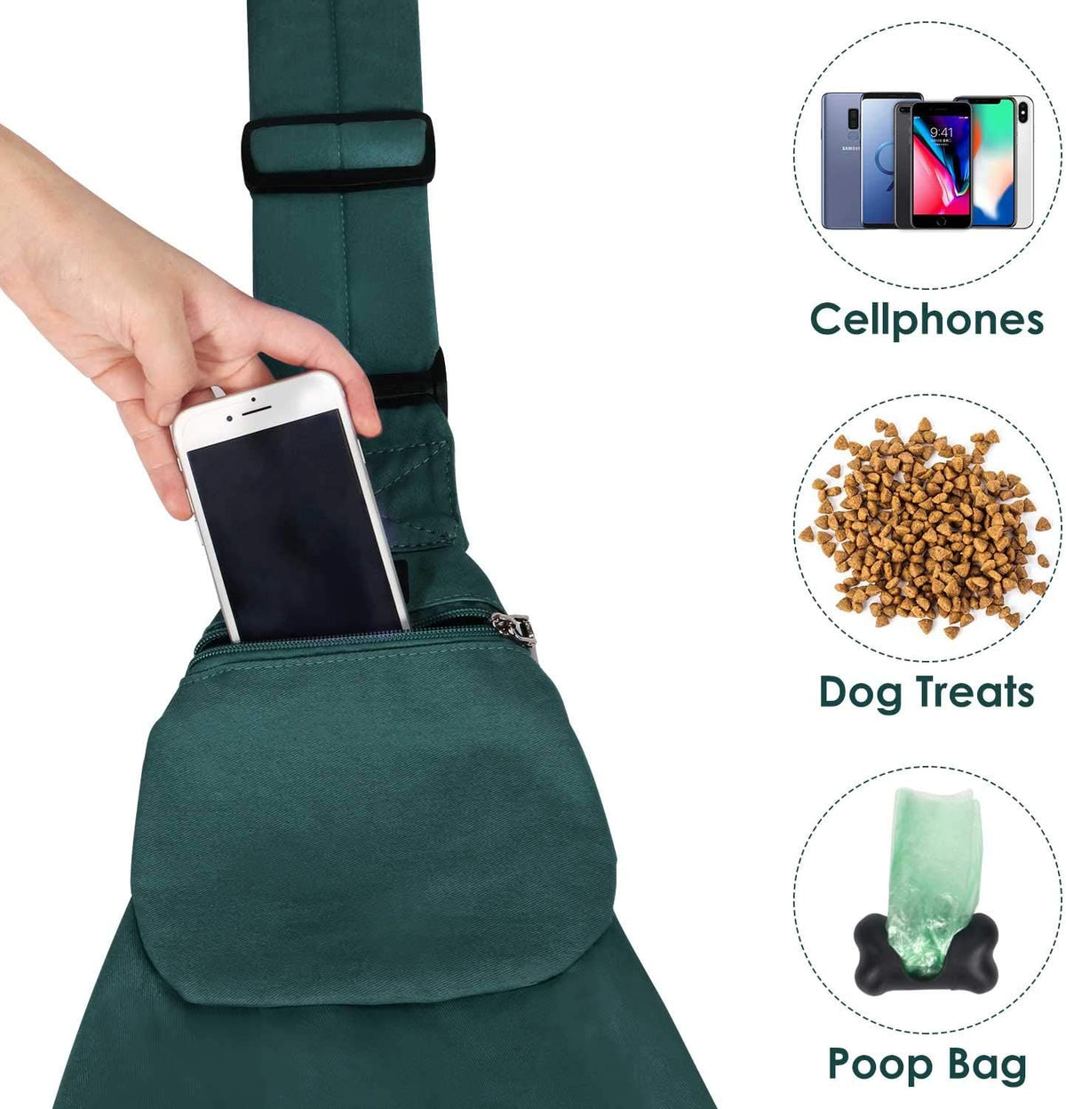 SlowTon Dog Carrier Sling - J-Green Cotton Fabric / For Pets 6-12lbs - image 4