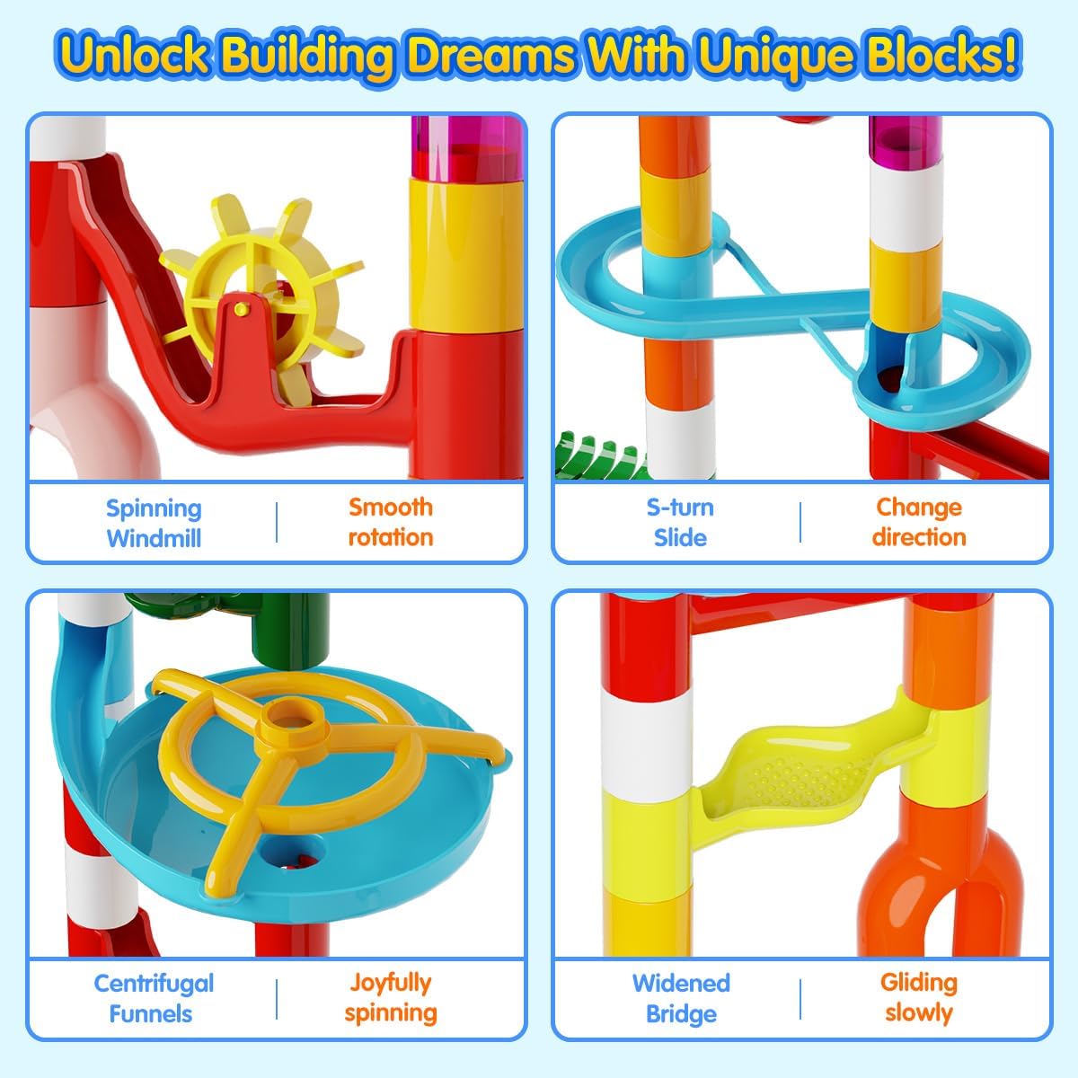 Ifollower Marble Run Kit, 110pcs Marble Maze Game Construction Building Toys for Kids, Marble Track - 110pcs - image 3