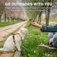 Adjustable Cat Harness and Leash Set with AirTag Holder - Orange - image 3