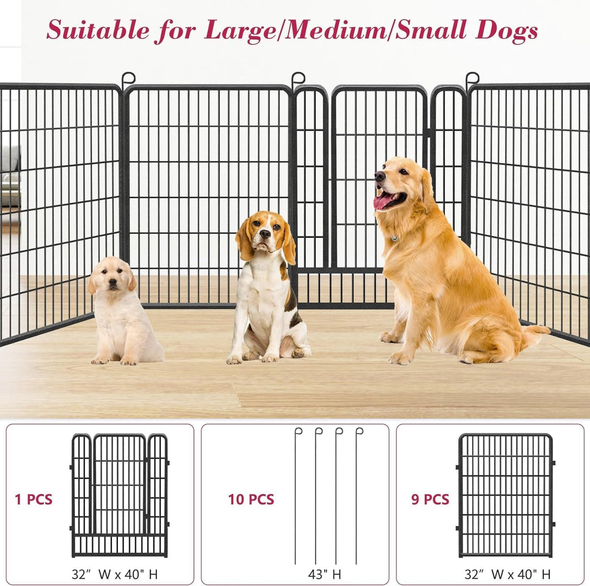 Dog Playpen, Anti-Rust Dog Exercise Pen with Lock - image 2