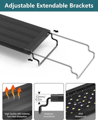 Led Aquarium Light for Plants-Full Spectrum Fish Tank Light with Timer Auto On/Off, 24-30 Inch, Adjustable Brightness, White Blue Red Green Pink LEDs with Extendable Brackets for Freshwater