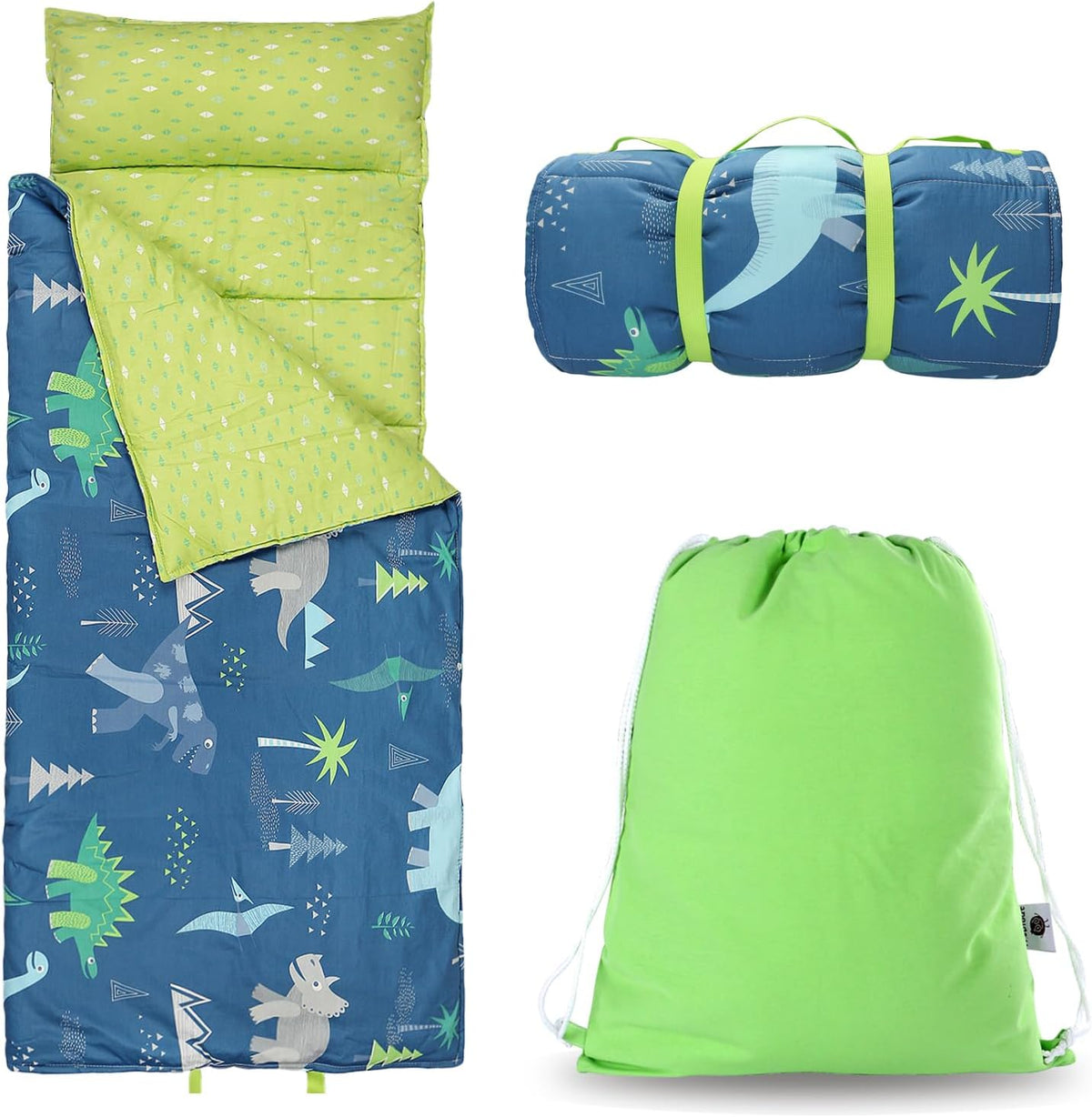 Toddler Nap Mat with Removable Pillow & Soft Blanket - Dinosaur