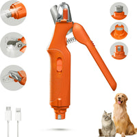2-in-1 Cat & Dog Nail Clippers with Grinder and Dual LED Lights – Essentials for Dogs - Orange - image 2