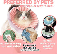 Soft Cat Cone Collar for Cats– Adjustable Lightweight Recovery E-Collar to Stop Licking, Scratching & Biting After Surgery, Comfortable Wound Healing Cone Alternative (Pink, L)
