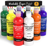 Nicpro 18 Colors Large Washable Paint Set for Kid - 8 Colors / 4 Fl Oz (Pack of 8)