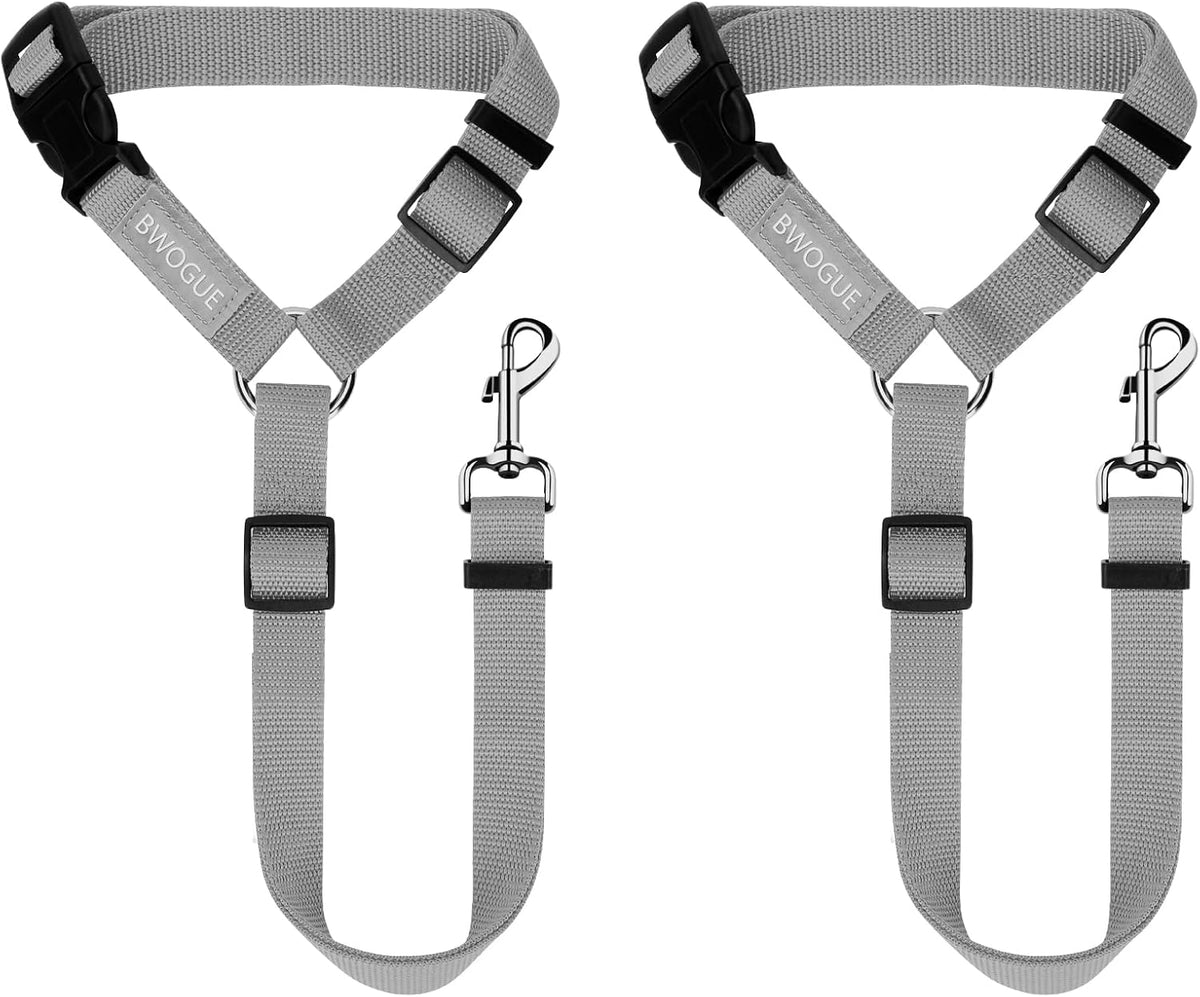 2 Pack Dog Seat Belt for Car, Headrest Restraint Safety Leads – Essentials for Dogs - Grey / Not elastic
