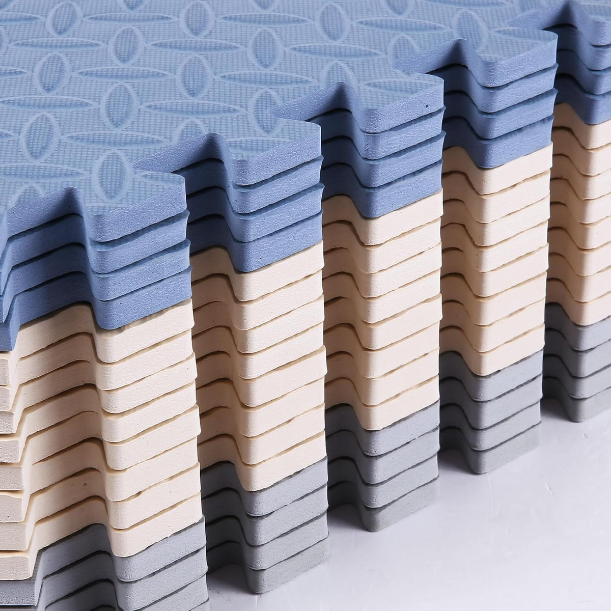 Foam Play Mat for Baby, Soft Non-Toxic Baby Playmat - Beige/Gray/Gray Blue / 16 Pcs/47.2*47.2 - image 3