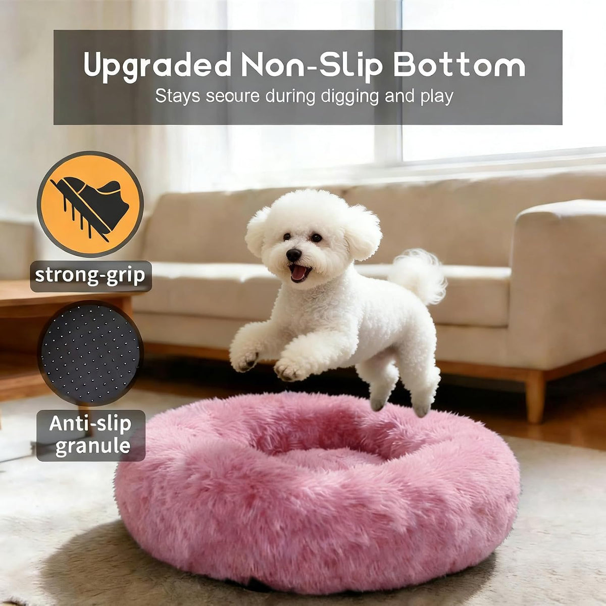 Comfort Donut Dog Bed, Ultra-Soft Pet Bed with Neck Support - 32''Lx32''Wx8''Th / Rubber Red - image 3
