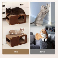 EHEYCIGA Cardboard Cat Scratcher House - 20x11.5x10.5inch / Dark Brown - image 2