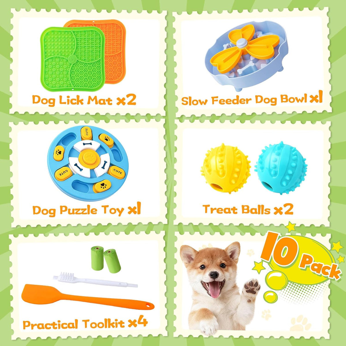 Forfon 9 Pack Dog Enrichment Toy Set with Puzzle Toy & Lick Mats – Essentials for Dogs - Curated Dog Puzzle Toys - image 2