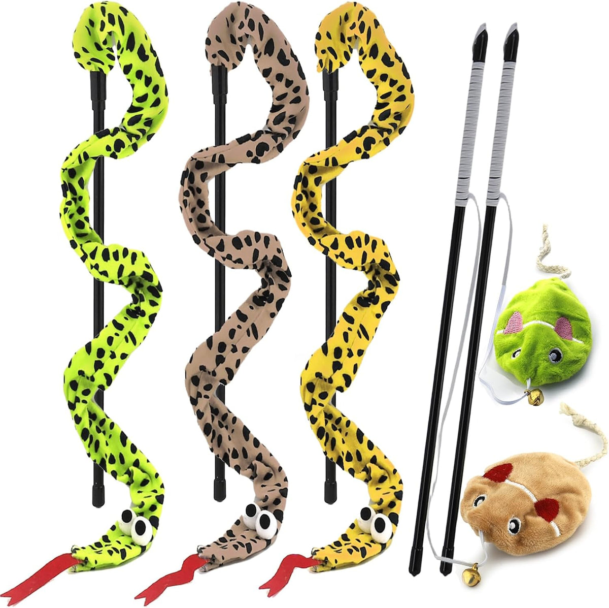 Interactive Cat Toy Wand with Catnip Mouse - 5 Pack Mouse