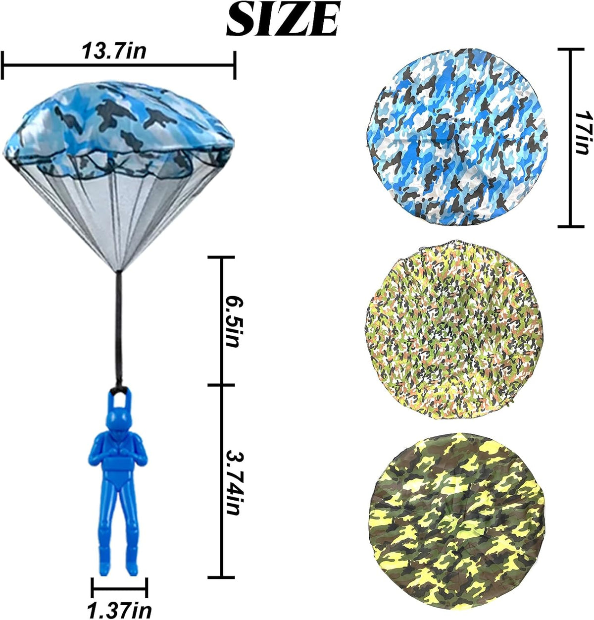 ROYHOO 6-pack camo parachute army men toys with open canopies - view 2