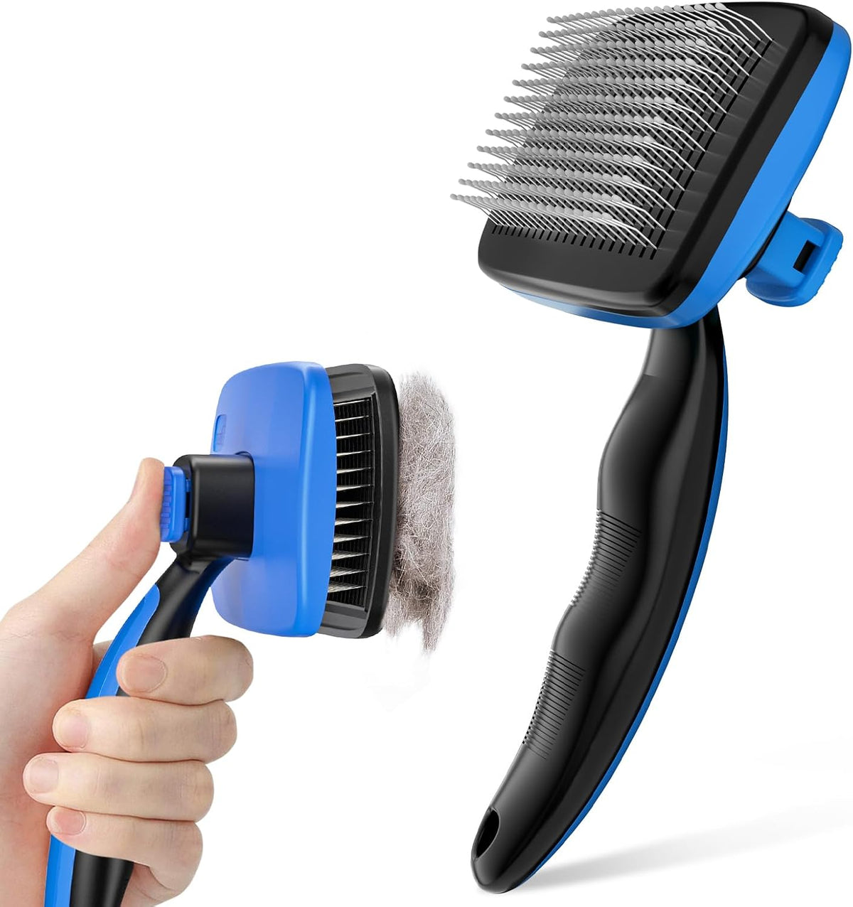 Pecute Skin Friendly Self-Cleaning Slicker Brush for Dog & Cat - Small / Blue