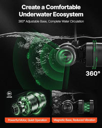 VEVOR Aquarium Wave Maker, 15W, 1428 GPH Adjustable Cross Flow Pump with Controller, Magnetic DC 24V Aquarium Powerhead, Strong Magnetic Base, 360° Rotating Wavemaker, for Saltwater Marine Freshwater