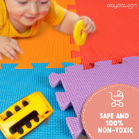 Non-Toxic Extra-Thick 36 Piece Children Play & Exercise Mat - 6 ft x 6 ft (Square) / Primary Colors - image 4