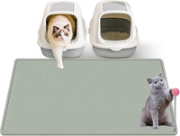 Silicone Cat Litter Mat with Toy, Waterproof - Light green