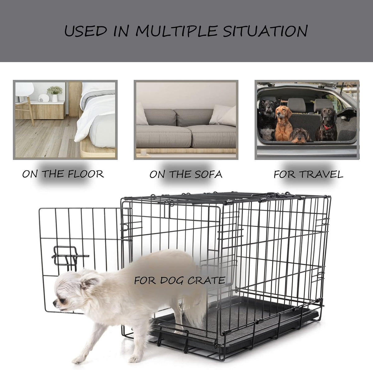 Exsnugy Washable Dog Bed Mat Medium Size Fluffy Pet Crate Pad 36x23 – Essentials for Dogs - Grey / 24.00" x 18.00" x 1.50" - image 4