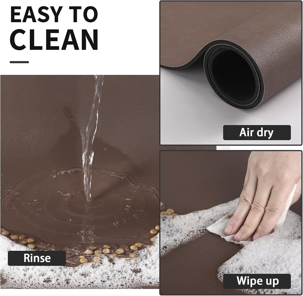 HotLive Dog Food Mat, Absorbent Cat Mat for Food and Water - Brown / 24"L x 16"W - image 3
