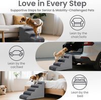 Dog Stairs for Small Dogs, 3-Step Pet Steps for Couch Sofa - Grey / 3 / 3-Step (22.4"D x 15.7"W x 15.7"H) - image 4