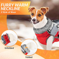 SlowTon Dog Jacket with Harness - Red & Gray / Medium (Chest 18.0"-21.0") - image 4