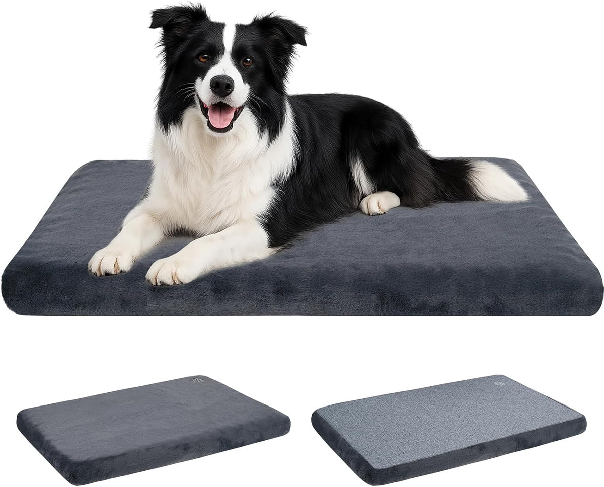 EMPSIGN Dog Bed Mat Crate Pad Mattress, Ultra Soft Pet Kennel - Grey / L(35"*22"*3")