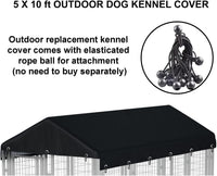 Outdoor Dog Kennel Cover 10'W x 10'L Replacement Covers - Black / 5'W x 10'L x 1.5'H - image 3
