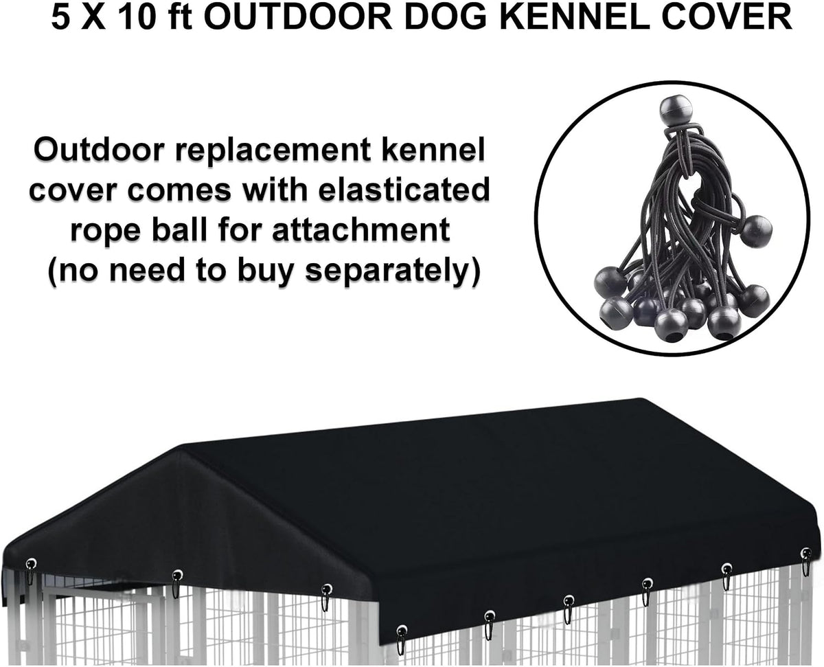 Outdoor Dog Kennel Cover 10'W x 10'L Replacement Covers - Black / 5'W x 10'L x 1.5'H - image 3