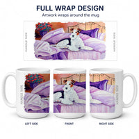 Fox Terrier Waiting on Mom Ceramic Coffee Mug 15 oz Decorative Large C Handle Mug Cup for Tea, Cocoa Hot Chocolate