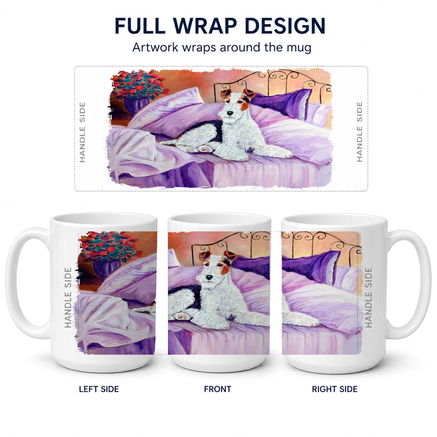 Fox Terrier Waiting on Mom Ceramic Coffee Mug 15 oz Decorative Large C Handle Mug Cup for Tea, Cocoa Hot Chocolate