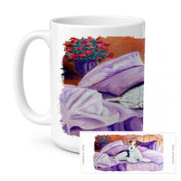 Fox Terrier Waiting on Mom Ceramic Coffee Mug 15 oz Decorative Large C Handle Mug Cup for Tea, Cocoa Hot Chocolate