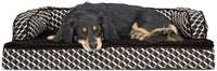 Furhaven Orthopedic Dog Bed for Large Dogs w/ Removable Bolsters - Diamond Brown (Plush & Woven Décor) / Medium