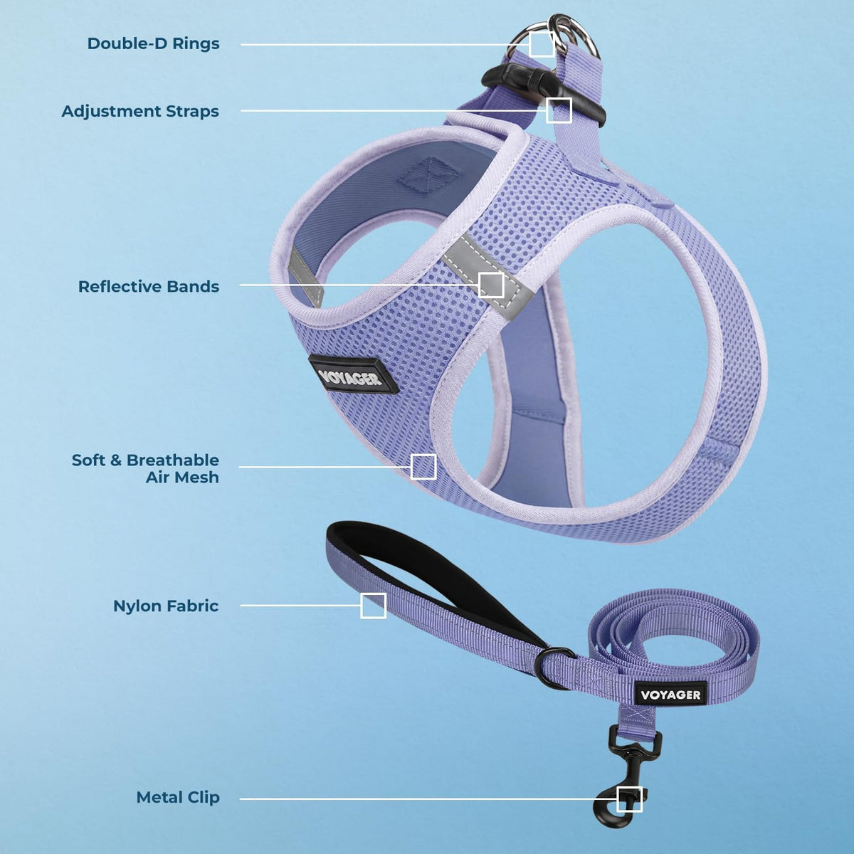 Best Pet Supplies Voyager Step-in Air All Weather Mesh Harness - Lavender / M (Chest: 16 - 18") - image 3