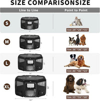 DONORO Dog Playpen Portable Pet Play Pens for Small Dog/Cat/Rabbit/Chicks, Cat Playpen Indoor/Outdoor with Carring Case, Removable Zipper Top and Bottom (Black, Small (29"x29"x15"), 8)