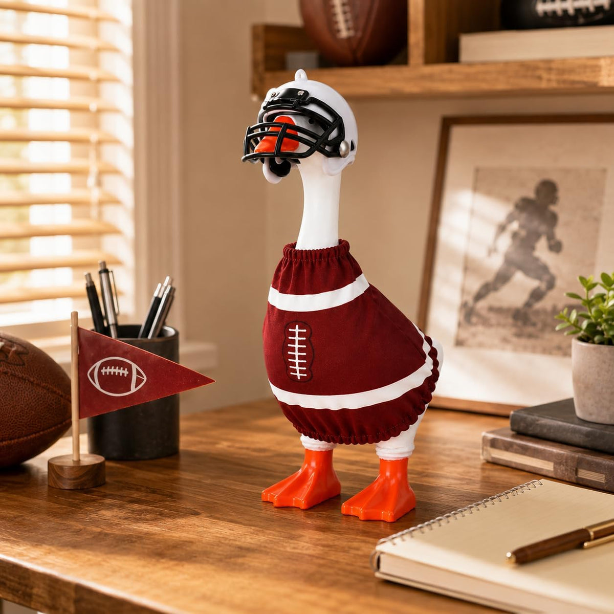 7inch Desk Goose Outfits, Mini Desktop Goose Clothes with Sunglasses & Necklaces, Brown Leopard - Football Uniform / 7 Inch - image 2