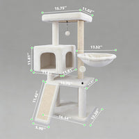 Cat Tree with Cat Condo and Hammock - Beige / 35" - image 2