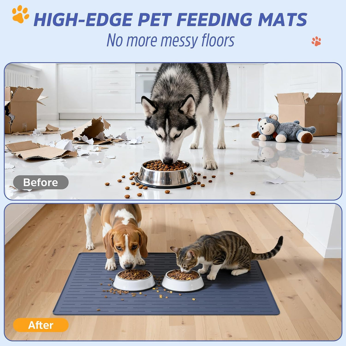 Large Dog Mats for Food and Water - Blue / 32"L x 24"W - image 3