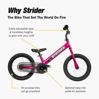 Strider 14x classic balance bike in Rocket Red for kids ages 3 to 6 - view 5