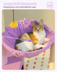 Flower Cat Tree with Large Metal Frame Hammock - 35" Upgraded Flower Cat Tree / Purple - image 4
