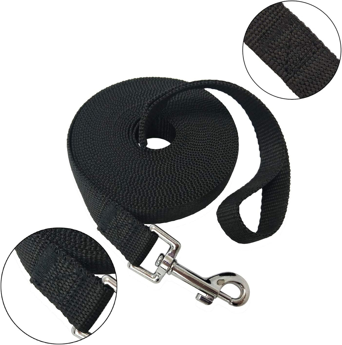 Nylon Training Dog Leash for Small Medium Large Dogs, Camping - Black / 1" x 15ft - image 2