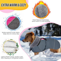 SlowTon Dog Winter Coat, 3 Layers Thick Warm Fleece Lining Dog Jacket – Essentials for Dogs - X-Large / Fuchsia - image 3