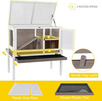 Aivituvin Rabbit Hutch with Stand Wooden Bunny Cage Indoor 2 Story Guinea Pig House with Anti Chew Ramp, No Leak Tray, Hideout, Wire Mesh (Brown)