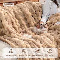 SOMAHE Soft Faux Fur Cat Blanket, Washable - 22"L x 18"W Inches / Latte Coffee - image 3