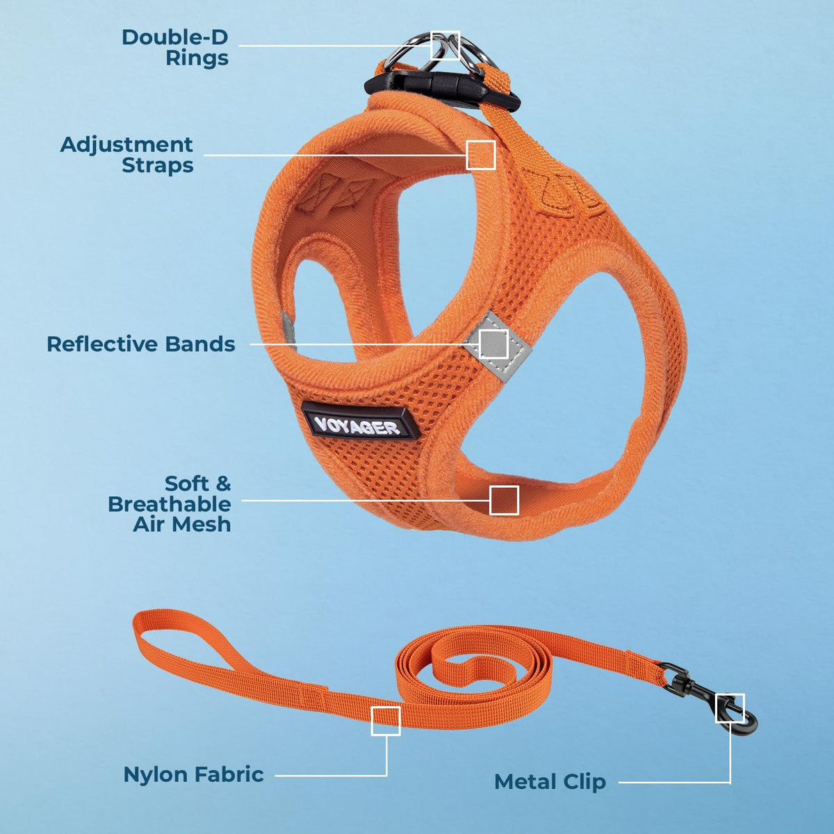 Voyager Step-in Air Cat Harness & Leash Set, XS - Orange / S (Chest: 14 - 16") - image 3